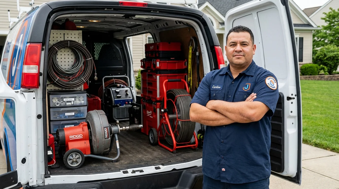 Professional drain cleaning equipment and Johns Plumbing LLC plumber in Hemphill