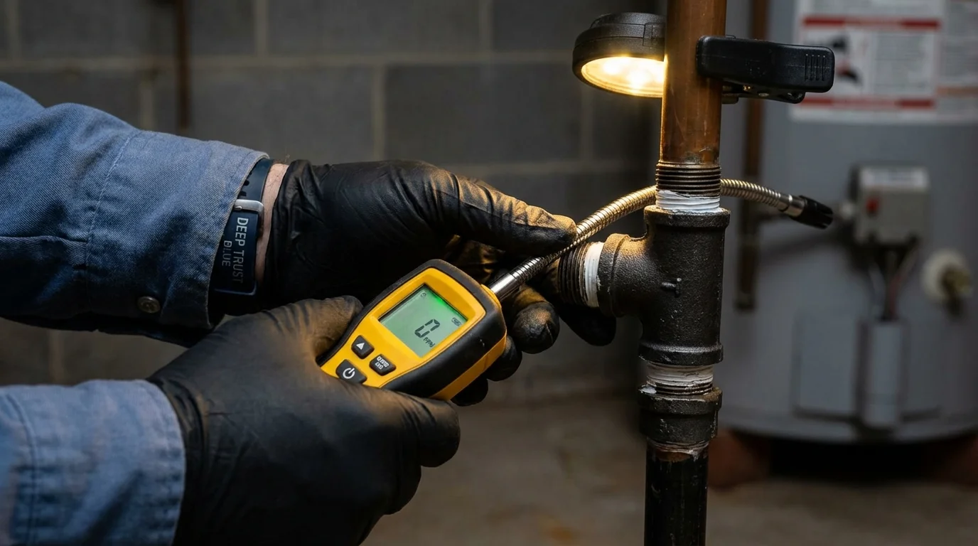 Gas leak detection with electronic sniffer by Johns Plumbing LLC in Hemphill